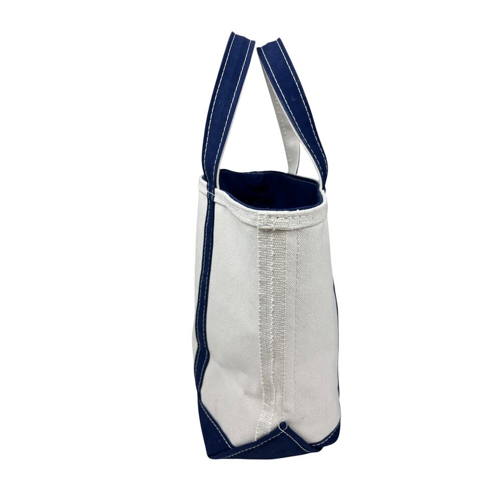 LL Bean Canvas Made in USA Navy Blue Zip Top Boat and Tote Top Handle Tote Bag - Picture 5 of 10